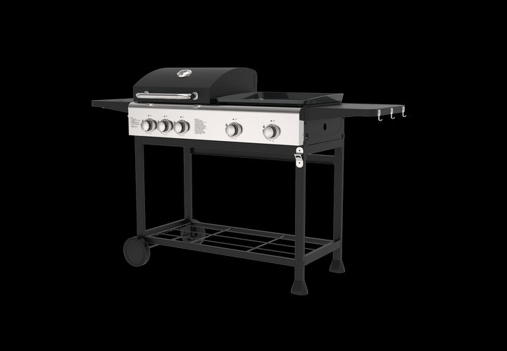 Zalorin Portable Stainless Steel Indoor Gas Grill Oven – 5-Burner Built-in Rotisserie BBQ Cooker for Home Kitchen Use,Metal Grill Appliance