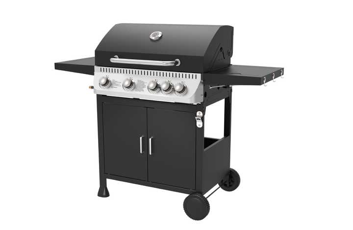 Zalorin Burner Gas Grill – Outdoor Propane BBQ Grill with Side Burner, Stainless Steel Lid, Cabinet Storage, for Backyard & Patio Cooking