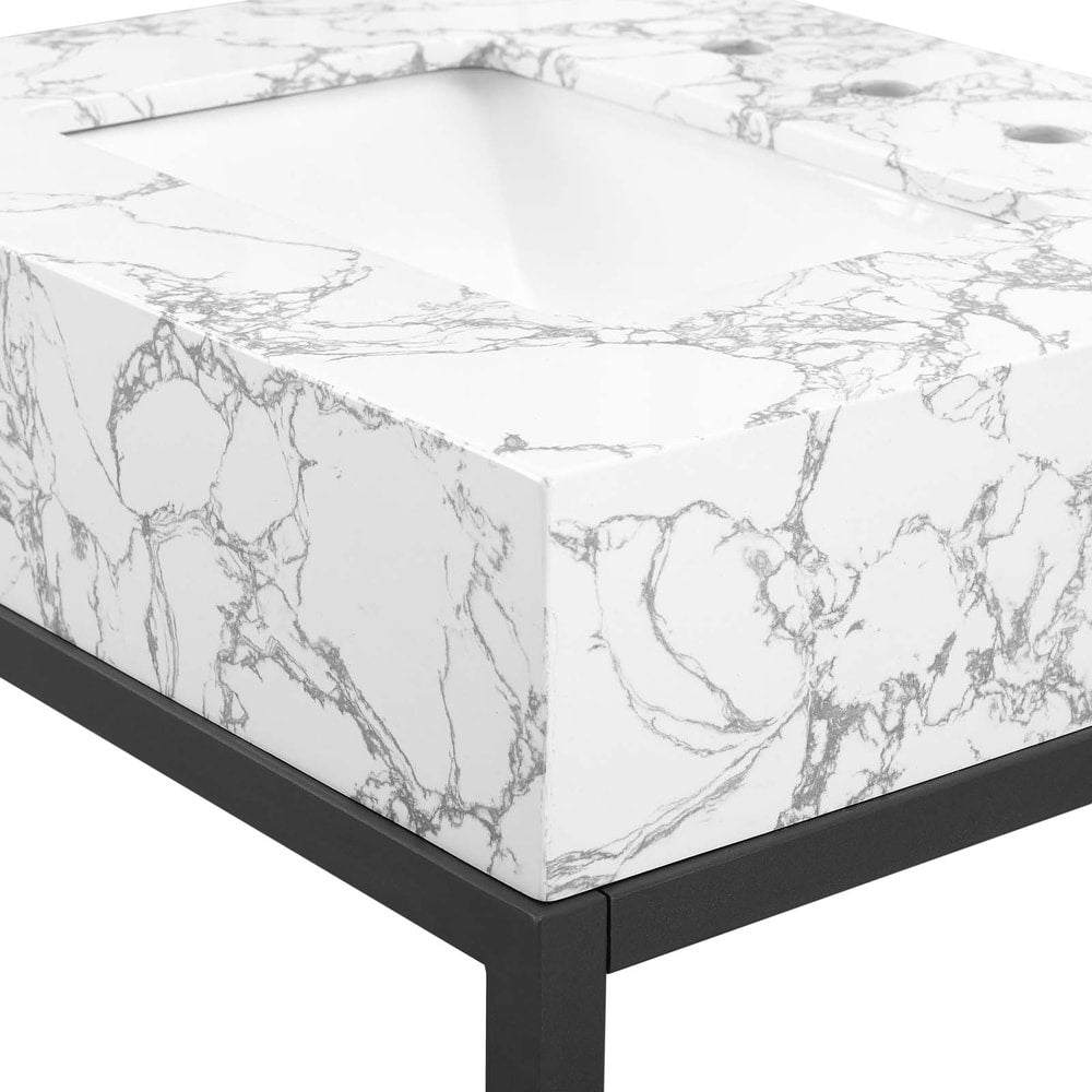 Zalorin  24" Free Standing Single Basin Vanity Set with Cabinet and Stone Composite Vanity Top