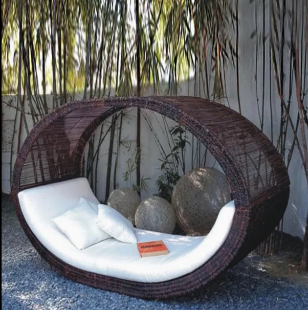 IDZO Courtyard Round Bed, Outdoor Balcony, Swimming Pool, Lazy Person Outdoor Bed