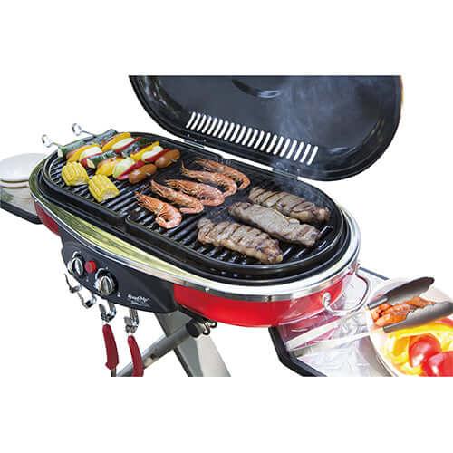 Zalorin Portable Folding Gas Grill with 2 Burners – Outdoor Propane BBQ Grill with Side Tables and Wheels, Compact Stainless Steel Barbecue for Camping, Tailgating, Patio