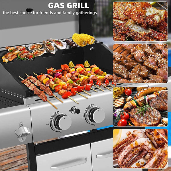 Zalorin Large Outdoor BBQ Stainless Steel Propane Gas Grill With 4 Burners