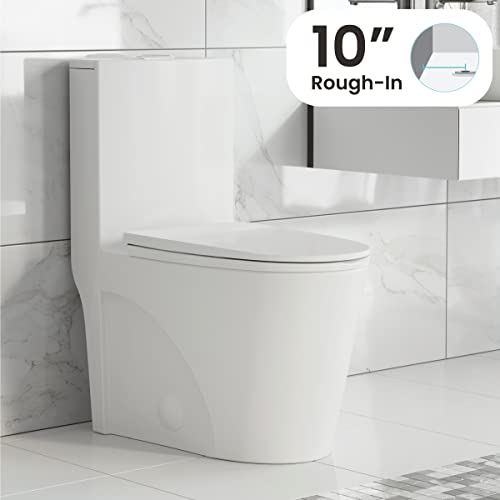 Zalorin SM-1T274, St. Tropez One Piece Elongated Toilet Dual Vortex Flush 1.1/1.6 gpf with 10" Rough In
