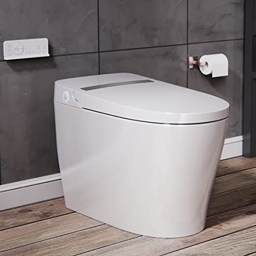 Zalorin Smart Toilet with bidet function, One-piece Toilet with Auto-Flush, Warm Water, Air Drying Function, Heated Seat, LED Nightlight, Includes Remote Control …