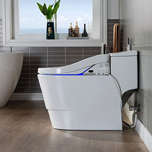 Zalorin   White Luxury, Elongated One Piece Advanced Bidet, Smart Toilet Seat with Temperature Controlled Wash Functions and Air Dryer T-0737