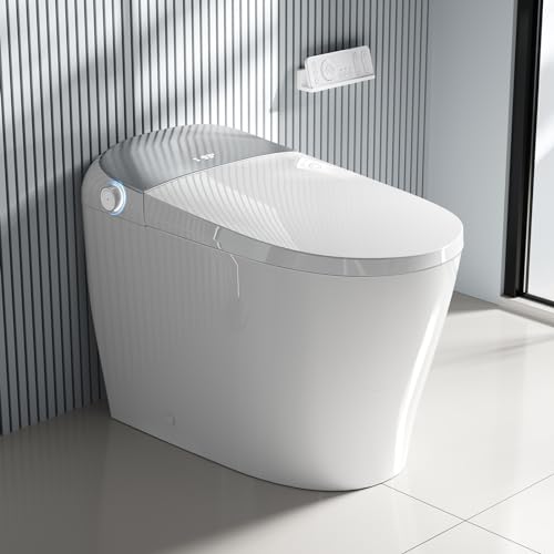 Zalorin Luxury Smart Toilet with Bidet Built In, Bidet Toilet with Heated Seat, Elongated Japanese Toilet with Automatic Flush, Dryer, Night Light, Digital Display