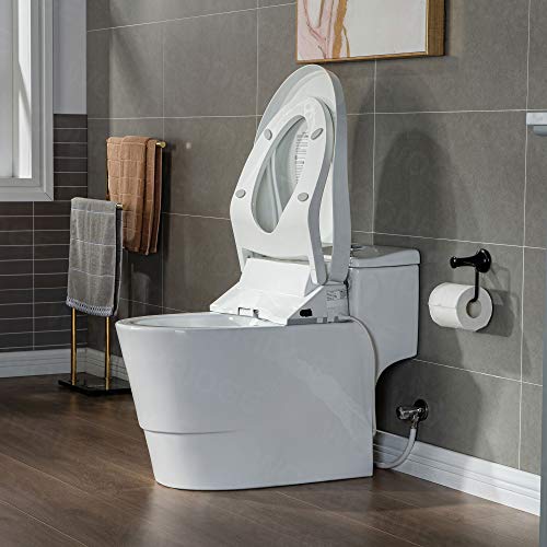 Zalorin   White Luxury, Elongated One Piece Advanced Bidet, Smart Toilet Seat with Temperature Controlled Wash Functions and Air Dryer T-0737