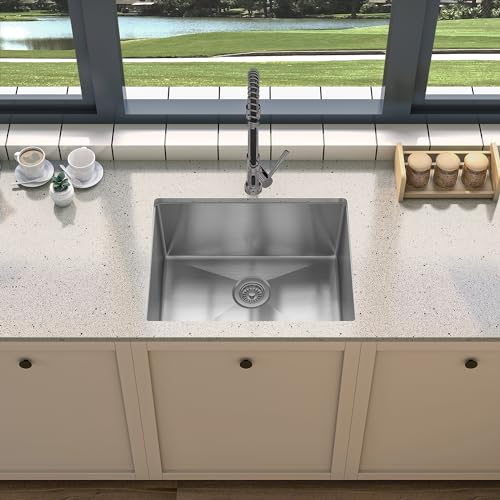 Zalorin 23" x 18" x 9" Undermount Single Bowl Kitchen Sink with 18 Gauge 304 Stainless Steel Satin Finish (Sink Only)