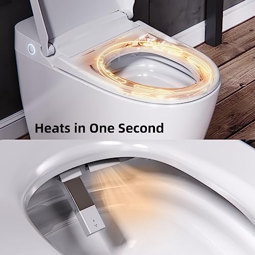 Zalorin Smart Toilet with bidet function, One-piece Toilet with Auto-Flush, Warm Water, Air Drying Function, Heated Seat, LED Nightlight, Includes Remote Control …