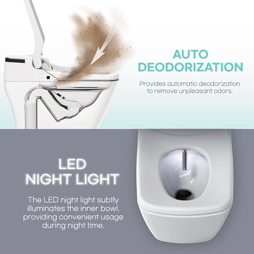 Zalorin Smart Bidet Toilet, One Piece Integrated Toilet with bidet built-in, Auto Open/Close Lid, Auto Dual Flush, LED Light, Heated Seat, Made in Korea - Elongated