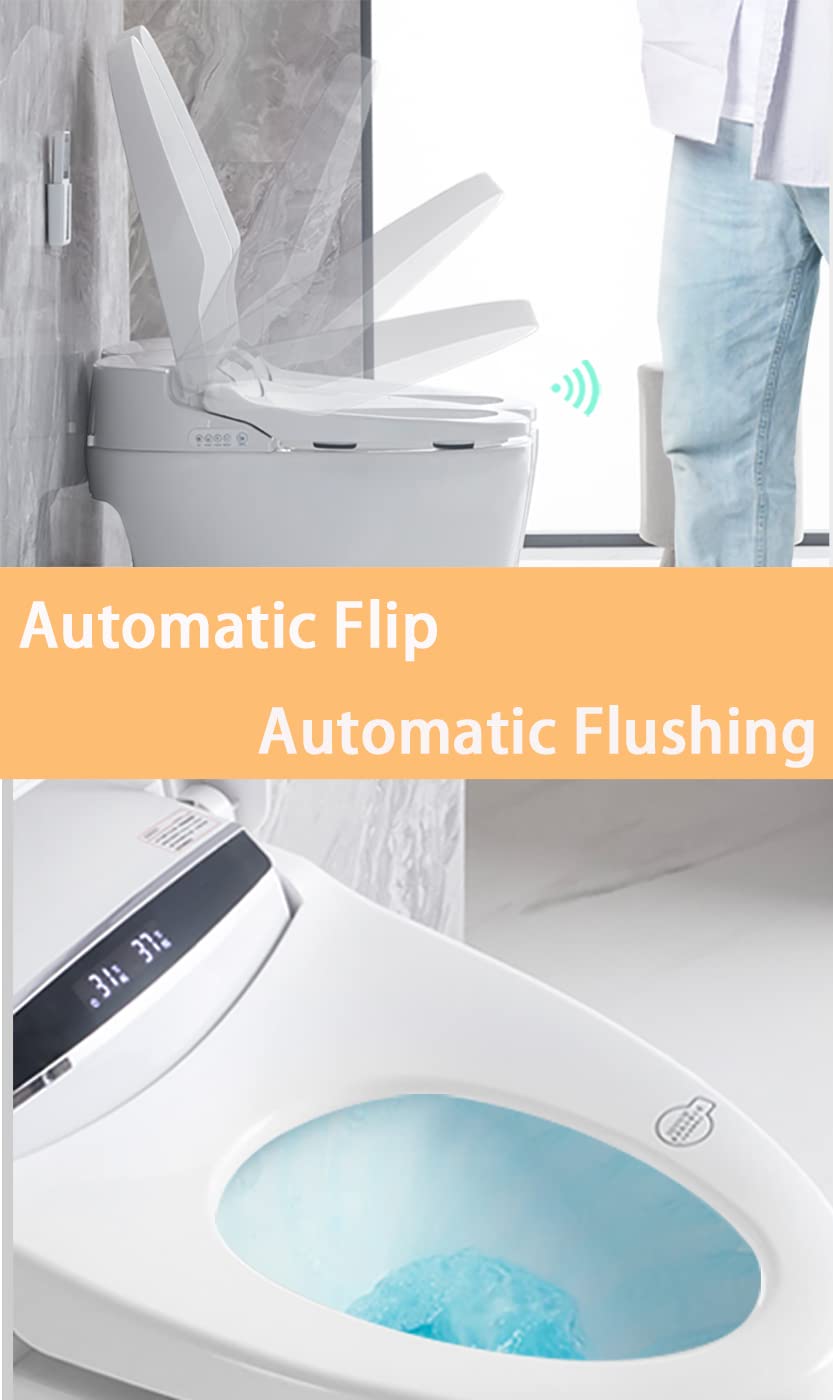 Zalorin Smart toilet, one-piece toilet, automatic flipping, heating, flushing, drying, cleaning, adjustable temperature, waterproof, easy to install.