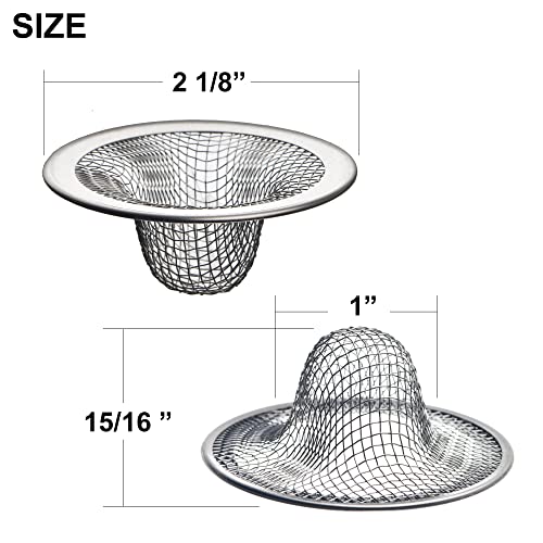 Zalorin 12 Pack - 2.125" Top / 1" Basket- Mesh Sink Drain Strainer Hair Catcher for Bathroom Sink, Utility, Slop, Laundry, RV and Lavatory