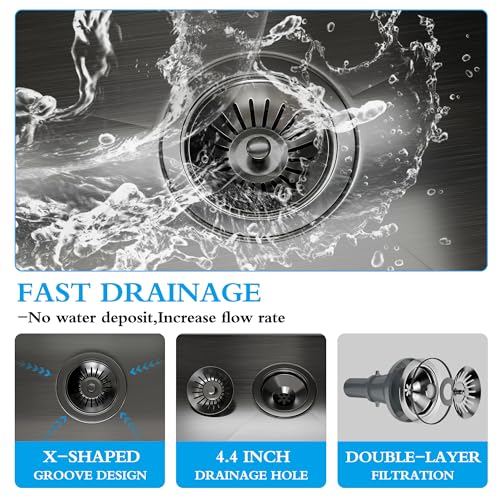 Zalorin Farmhouse Sink, 33 x 22 Inch Undermount Kitchen Sink 16 Gauge Black Stainless Steel Kitchen Sinks Apron Front Single Bowl 10 Inch Deep Workstation Sink with Cutting Board