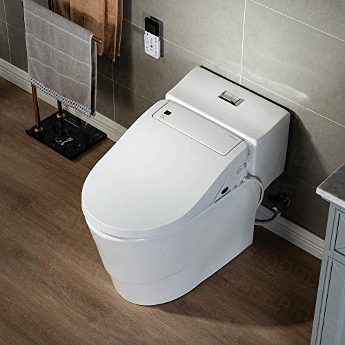 Zalorin   White Luxury, Elongated One Piece Advanced Bidet, Smart Toilet Seat with Temperature Controlled Wash Functions and Air Dryer T-0737