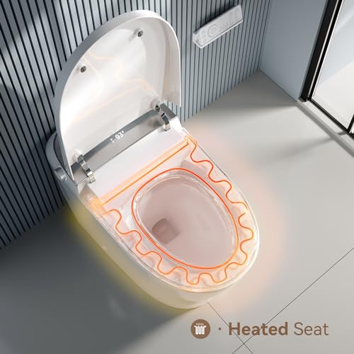 Zalorin Luxury Smart Toilet with Bidet Built In, Bidet Toilet with Heated Seat, Elongated Japanese Toilet with Automatic Flush, Dryer, Night Light, Digital Display