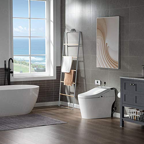 Zalorin B0960S Auto Flush, Auto Open & Auto Close, 1.28 GPF Single Flush Toilet with Intelligent Smart Bidet Seat and Wireless Remote Control, Chair Height
