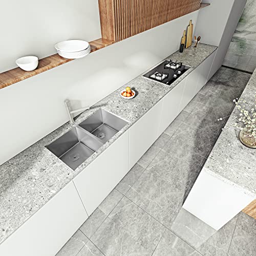 Zalorin 32" x 19" x 10" Undermount Double Bowl Kitchen Sink with 16 Gauge 304 Stainless Steel Satin Finish HU3219D-S-16G (Sink Only)