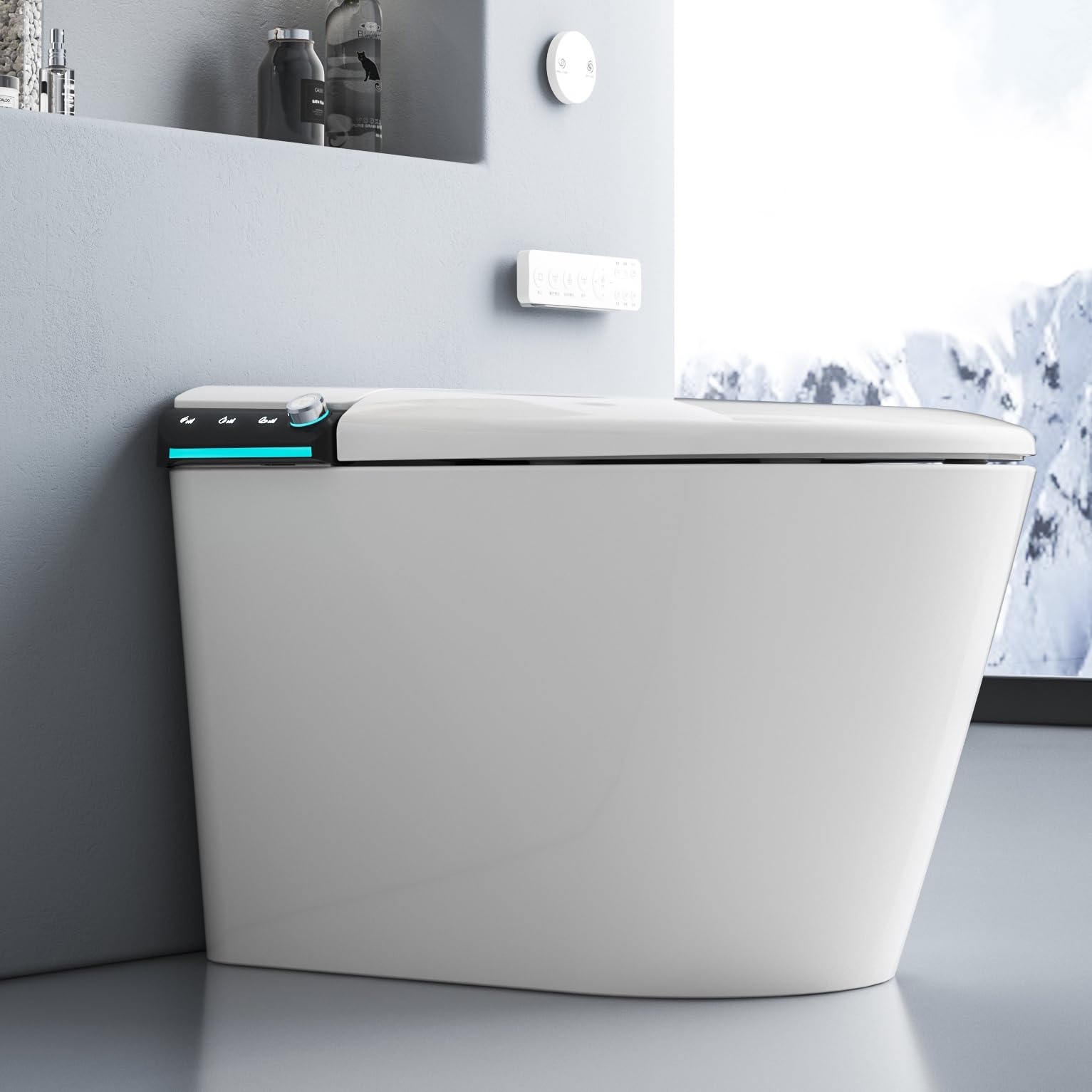 Zalorin Toilet with Auto Open/Close Lid, Bidet Toilet Pump-assisted, Blackout Flush, Heated Seat, Dual Auto Flush, Warm Water, Foot Sensor Operation, Tankless Elongated Toilets with LED Display