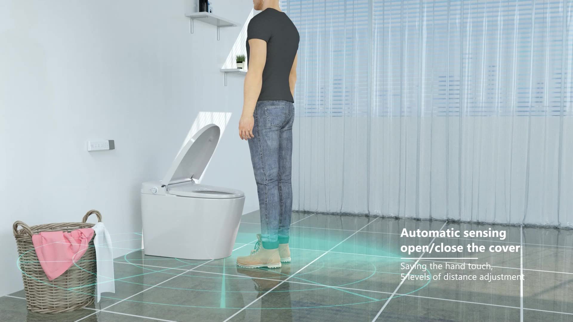 Zalorin Newest Luxury Smart Toilet, Tankless Elongated toilet with Dual Flush, Foot-Kick Lid Opening, Auto Open and Close Lid, Heated Seat, Warm Dryer, Adjustable Water Pressure and Temperature