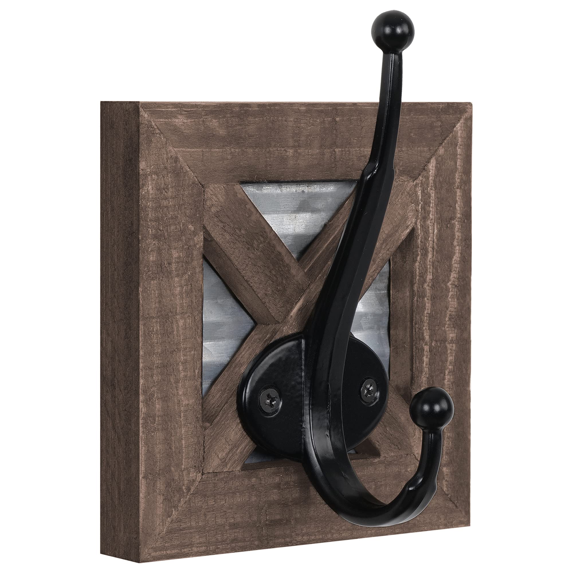 Zalorin Farmhouse Bathroom Hooks for Towels, Coat Hooks, and Robe Hooks - Towel Hooks for Bathroom Wall Mounted, Rustic Wall Hooks Decor, Wood, 2 Pack